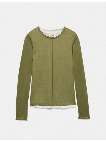 Marks & Spencer Dvoplastni top s volanskim robom Marks & Spencer zelena