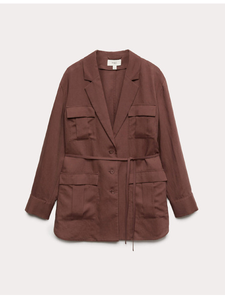 Marks & Spencer Dolg funkcionalen pblazer s pasom in lanom Marks & Spencer rjava