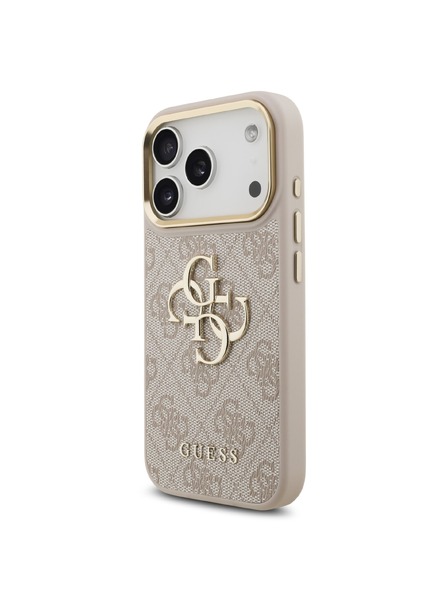 Guess Guess PU Leather 4G Metal Logo Gold Frame Zadnji Ovitek za iPhone 18 Pro Pink