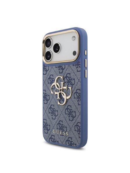 Guess Guess PU Leather 4G Metal Logo Gold Frame Zadnji Ovitek za iPhone 18 Pro Max Blue