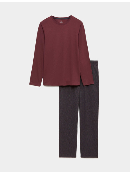 Marks & Spencer Pižamski komplet iz 100% bombaže z geometrijskim potiskom Marks & Spencer rdeča