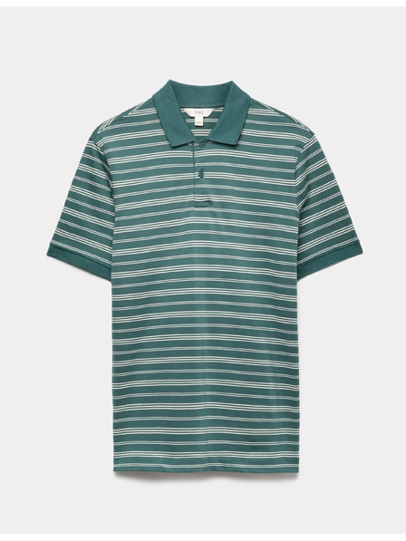 Marks & Spencer Prugasta polo majica iz čiste bombaže, barvane v nitki Marks & Spencer zelena