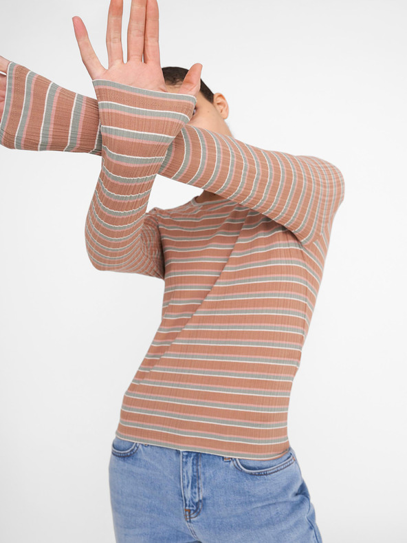 Noisy May Rjava črtasta majica Noisy May Stevie