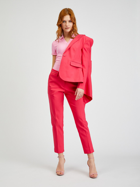 Orsay Temno rožnate ženske skrajšane hlače s pasom ORSAY