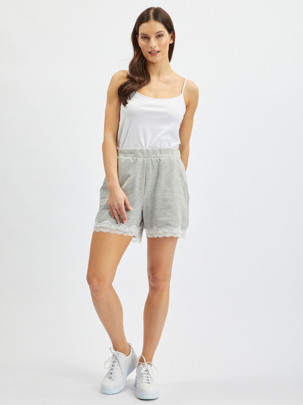 Orsay Svetlo sive ženske kratke trenirke s čipko ORSAY