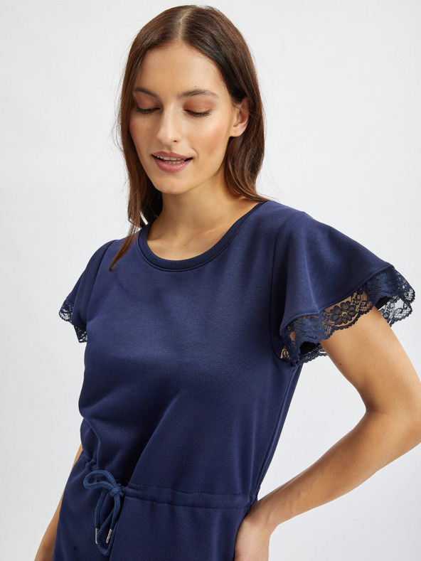 Orsay Temno modra ženska jopa-obleka s čipko ORSAY