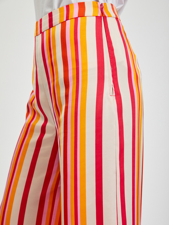 Orsay Rdeče in rumene ženske črtaste široke hlače ORSAY