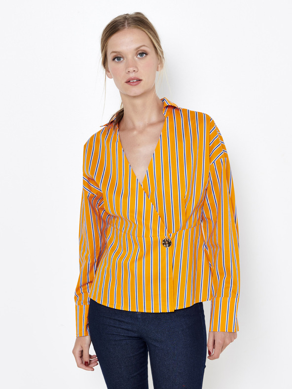 CAMAIEU Oranžna črtasta bluza CAMAIEU