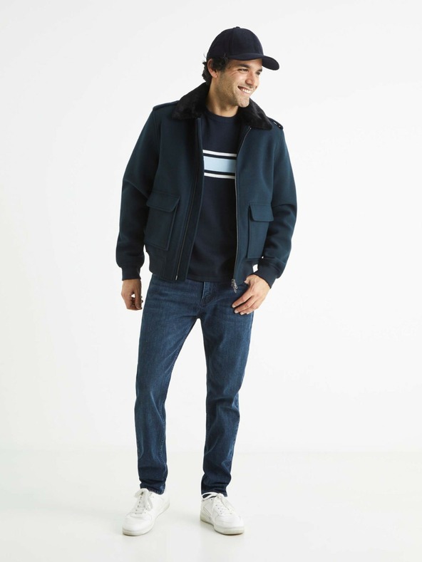 Celio Temno modre moške slim fit kavbojke Celio C25 Bostone