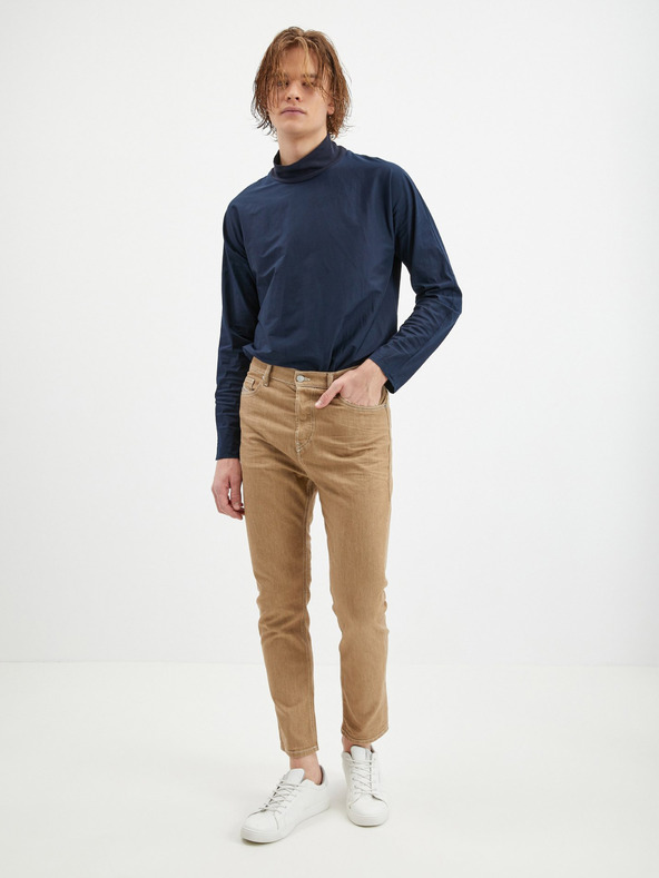 Diesel Dieselove rjave moške kavbojke s skrajšanimi hlačami ozkega kroja