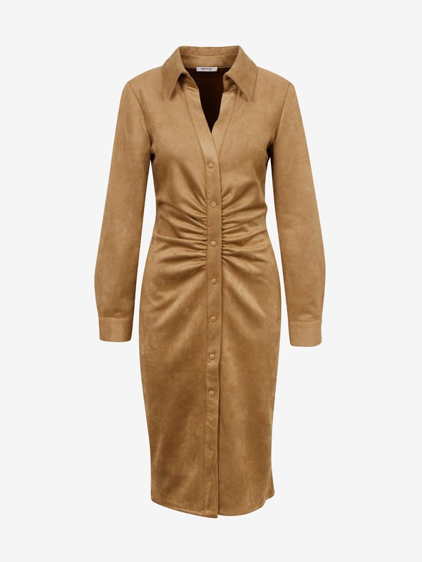 Orsay Rjava ženska oprijeta obleka iz semiša ORSAY