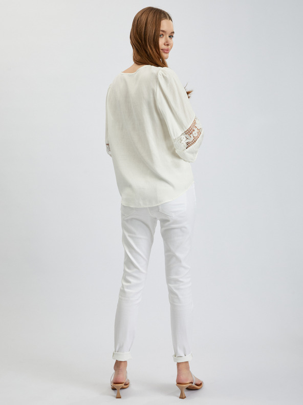 Orsay Bela ženska bluza s čipko ORSAY