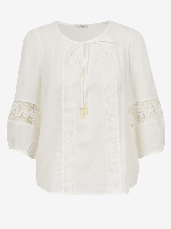 Orsay Bela ženska bluza s čipko ORSAY