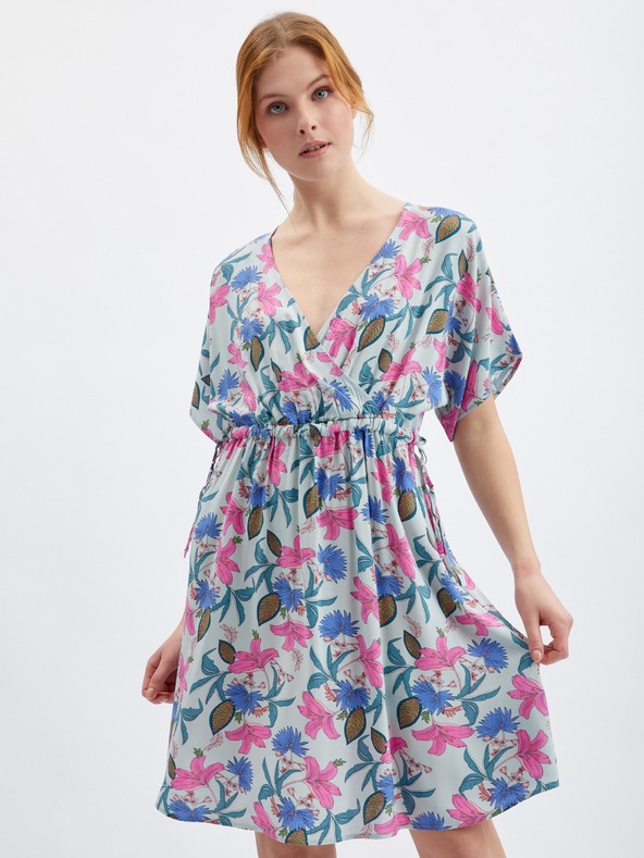 Orsay Svetlo modra cvetlična obleka ORSAY