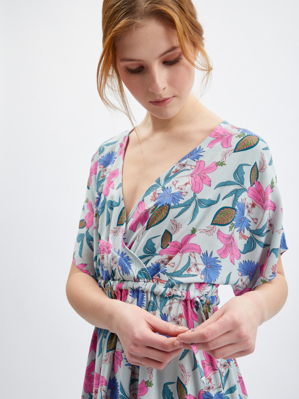 Orsay Svetlo modra cvetlična obleka ORSAY