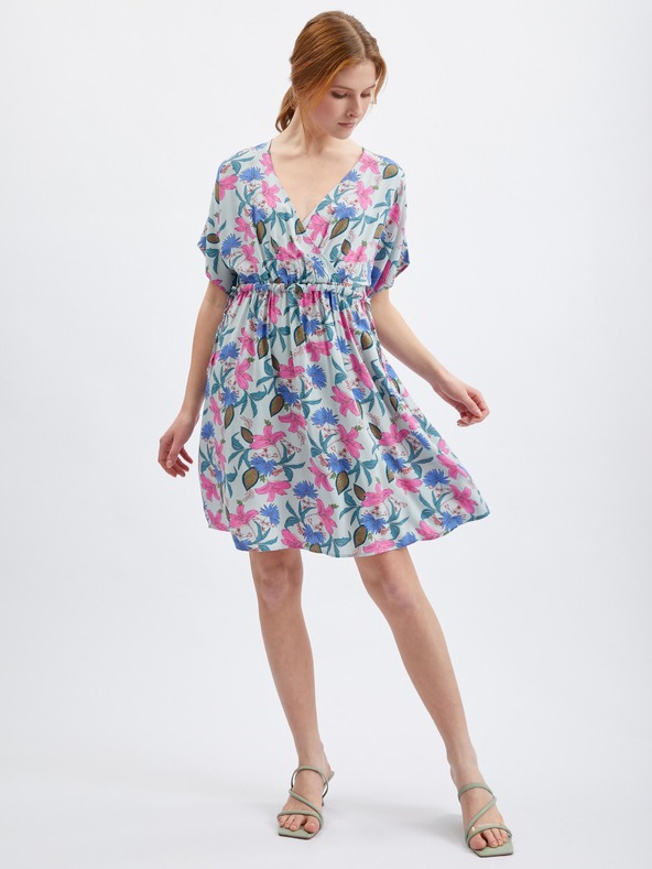 Orsay Svetlo modra cvetlična obleka ORSAY