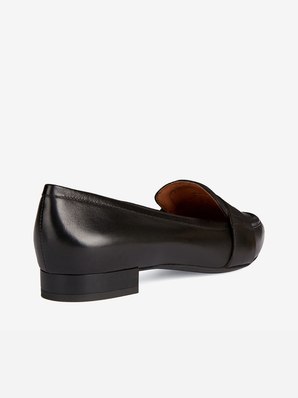 Geox Črne ženske usnjene mokasine z nizko peto Geox