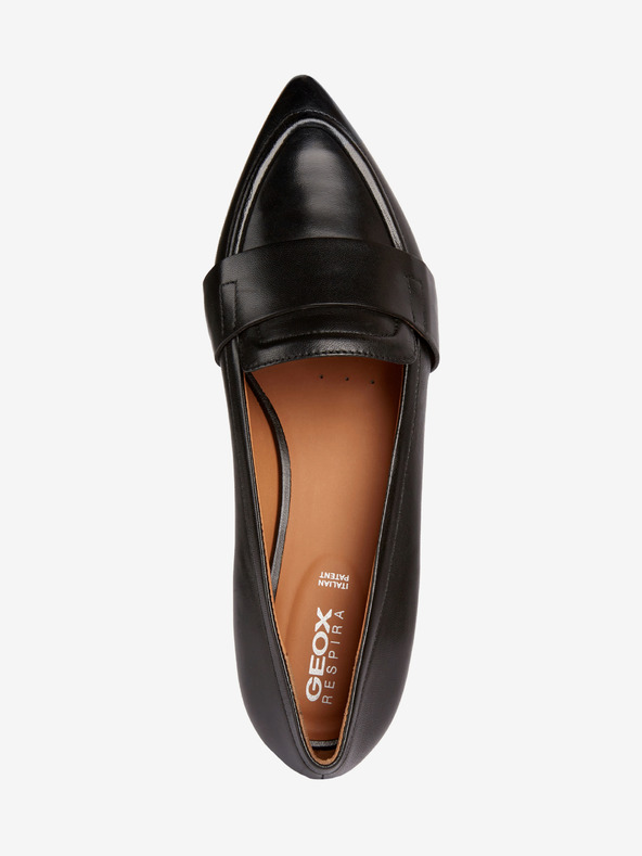 Geox Črne ženske usnjene mokasine z nizko peto Geox