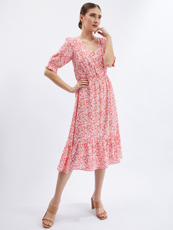 Orsay Oranžno-rožnata ženska cvetlična obleka ORSAY