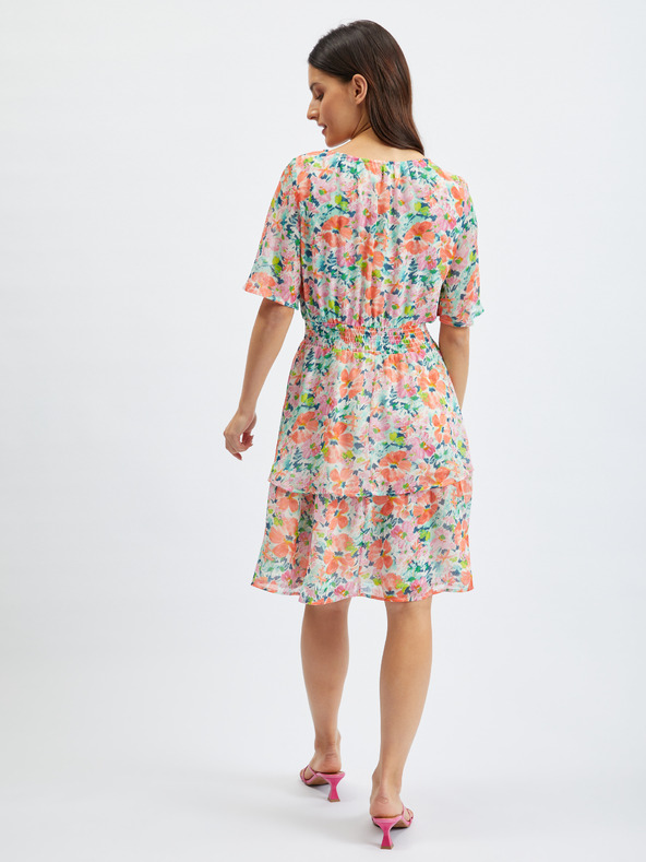 Orsay Rdeče-krem ženska cvetlična obleka ORSAY