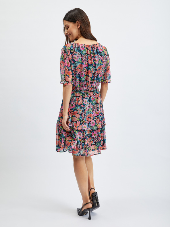 Orsay Rdeče-črna ženska cvetlična obleka ORSAY