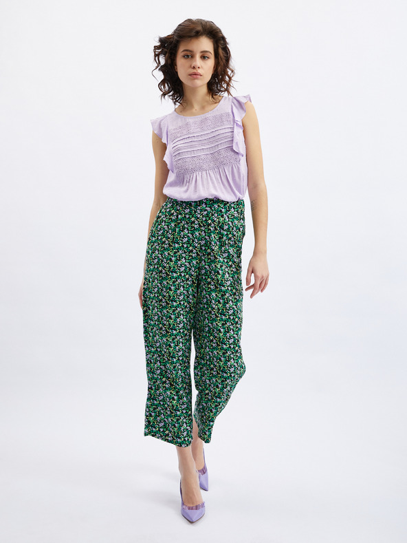 Orsay Črno-zelene ženske cvetlične skrajšane hlače ORSAY