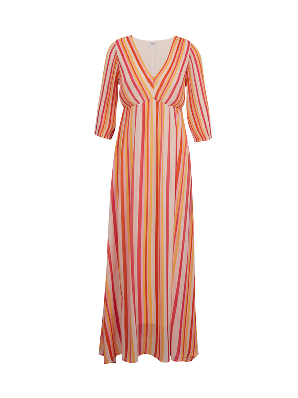 Orsay Rožnato-oranžna ženska črtasta maksi obleka ORSAY