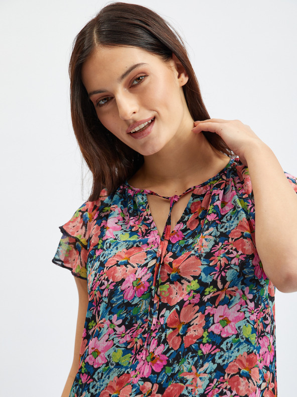 Orsay Rdeče-črna ženska cvetlična bluza ORSAY