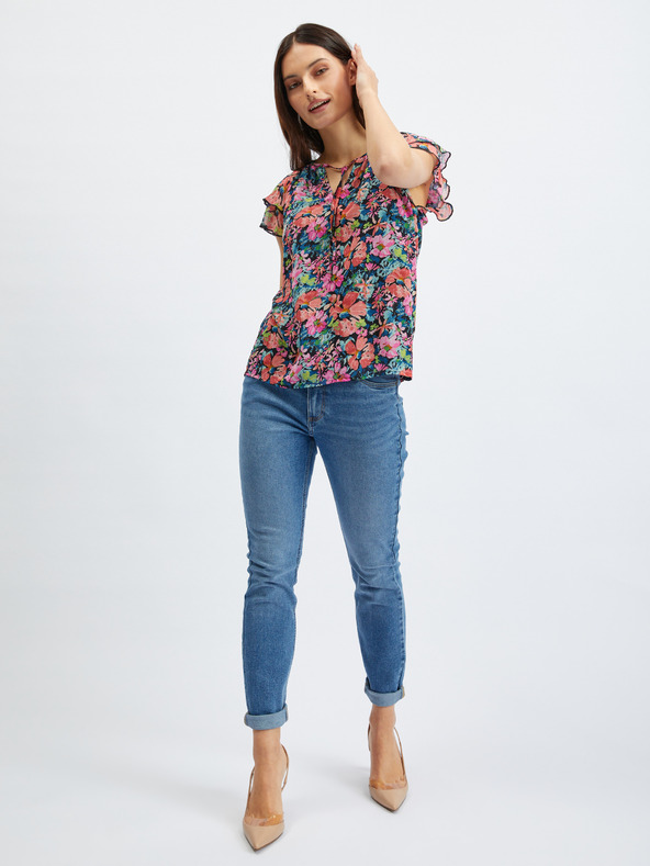 Orsay Rdeče-črna ženska cvetlična bluza ORSAY