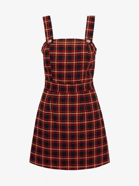 Orsay Rdeče-črna ženska karirasta obleka ORSAY