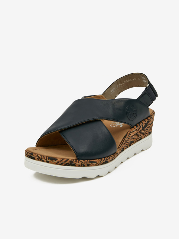 Rieker Temno modri ženski sandali s klinom Rieker