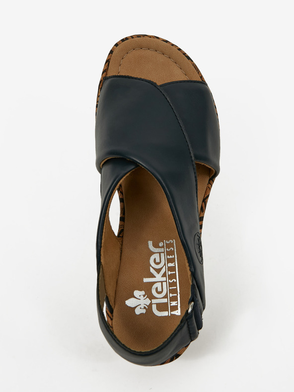 Rieker Temno modri ženski sandali s klinom Rieker