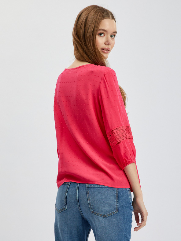 Orsay Temno rožnata ženska bluza s čipko ORSAY