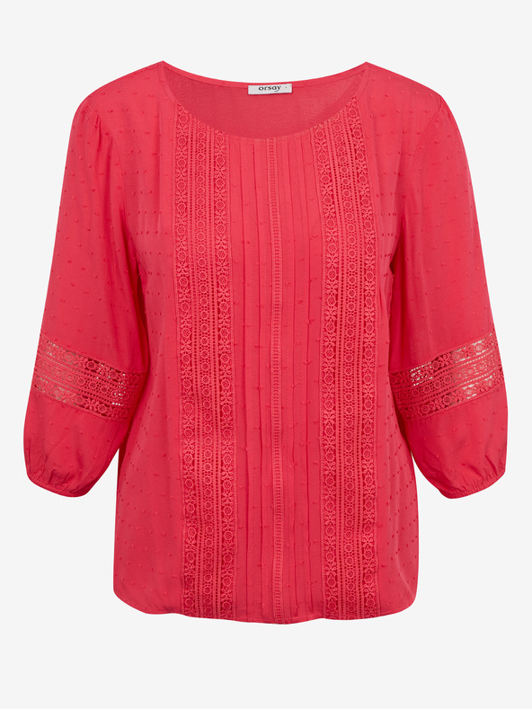 Orsay Temno rožnata ženska bluza s čipko ORSAY