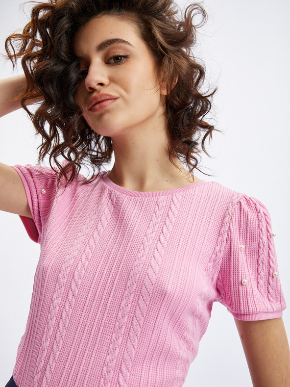 Orsay Rožnata ženska majica z okrasnimi detajli ORSAY