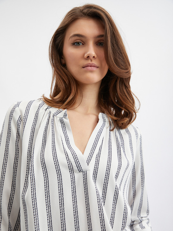 Orsay Sivo-bela črtasta ženska bluza ORSAY