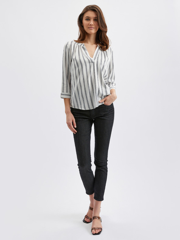 Orsay Sivo-bela črtasta ženska bluza ORSAY