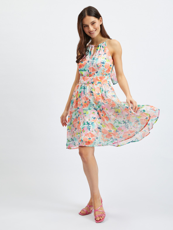 Orsay Rdeče-krem ženska cvetlična obleka ORSAY