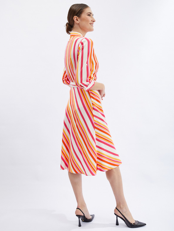 Orsay Rdeče-oranžaste prugaste srajčne obleke ORSAY za ženske