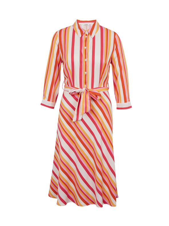 Orsay Rdeče-oranžaste prugaste srajčne obleke ORSAY za ženske