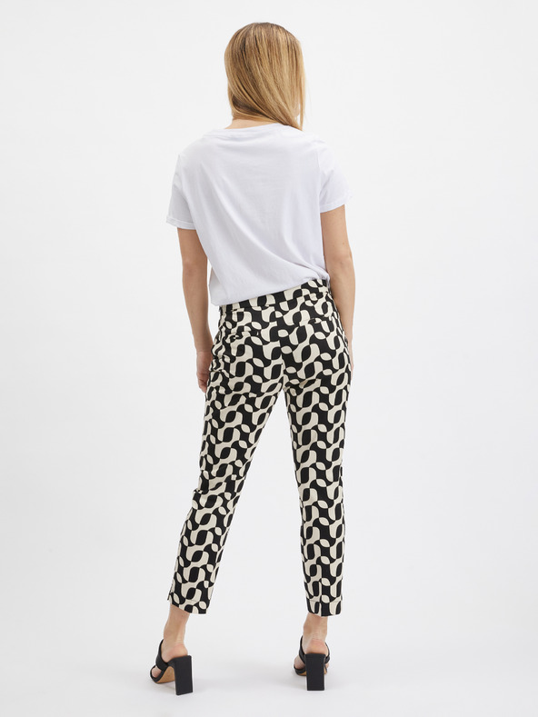 Orsay Krem-črne ženske vzorčaste hlače ORSAY