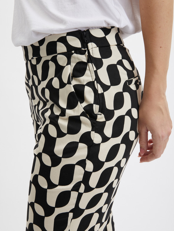 Orsay Krem-črne ženske vzorčaste hlače ORSAY
