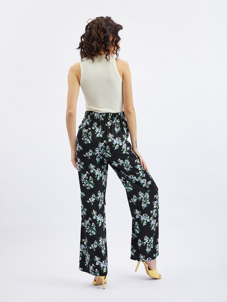 Orsay Modro-črne ženske cvetlične široke hlače ORSAY