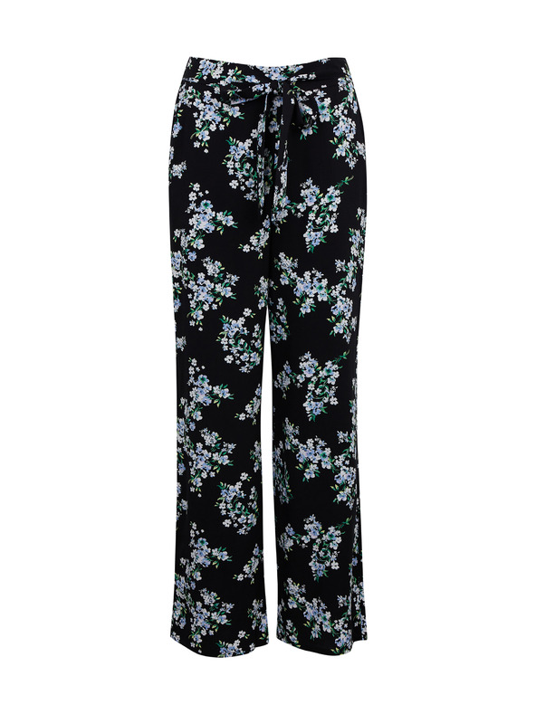 Orsay Modro-črne ženske cvetlične široke hlače ORSAY