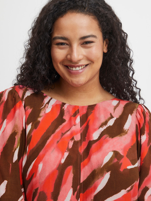 Fransa Rjava in rdeča ženska vzorčasta maksi obleka Fransa