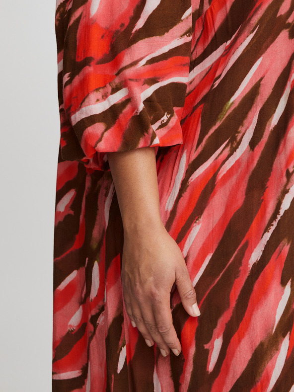 Fransa Rjava in rdeča ženska vzorčasta maksi obleka Fransa