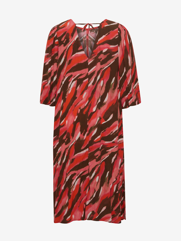 Fransa Rjava in rdeča ženska vzorčasta maksi obleka Fransa