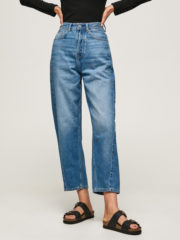 Pepe Jeans Pepe Jeans modre ženske kavbojke s širokimi hlačnicami Addison