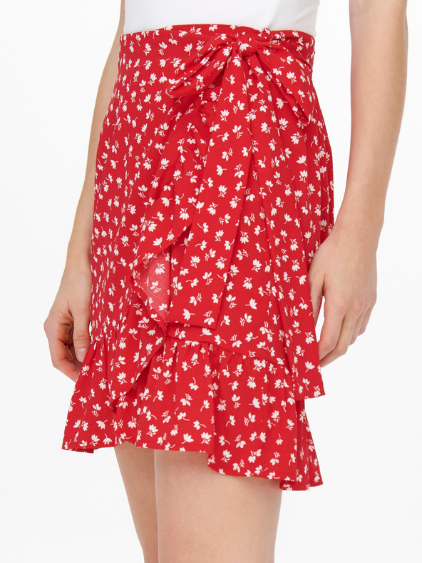 ONLY Rdeča ženska cvetlična zavita krila ONLY Olivia