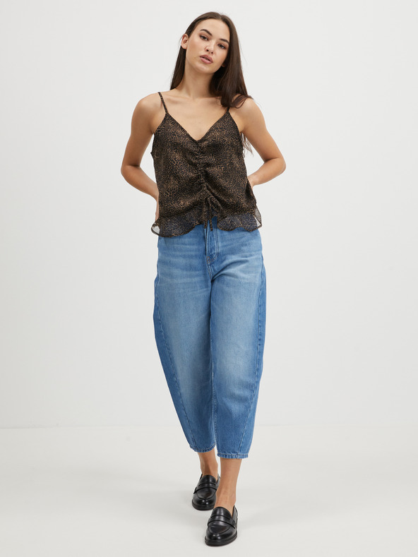 Noisy May Črno-rjava majica z leopardjim vzorcem Noisy May Melina